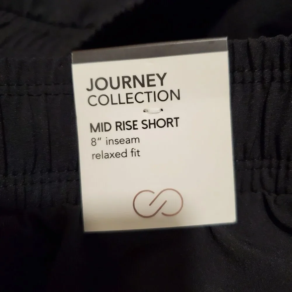 CALIA Women's Size Large Journey Woven Bermuda Short Black NWT Mid Rise pull on